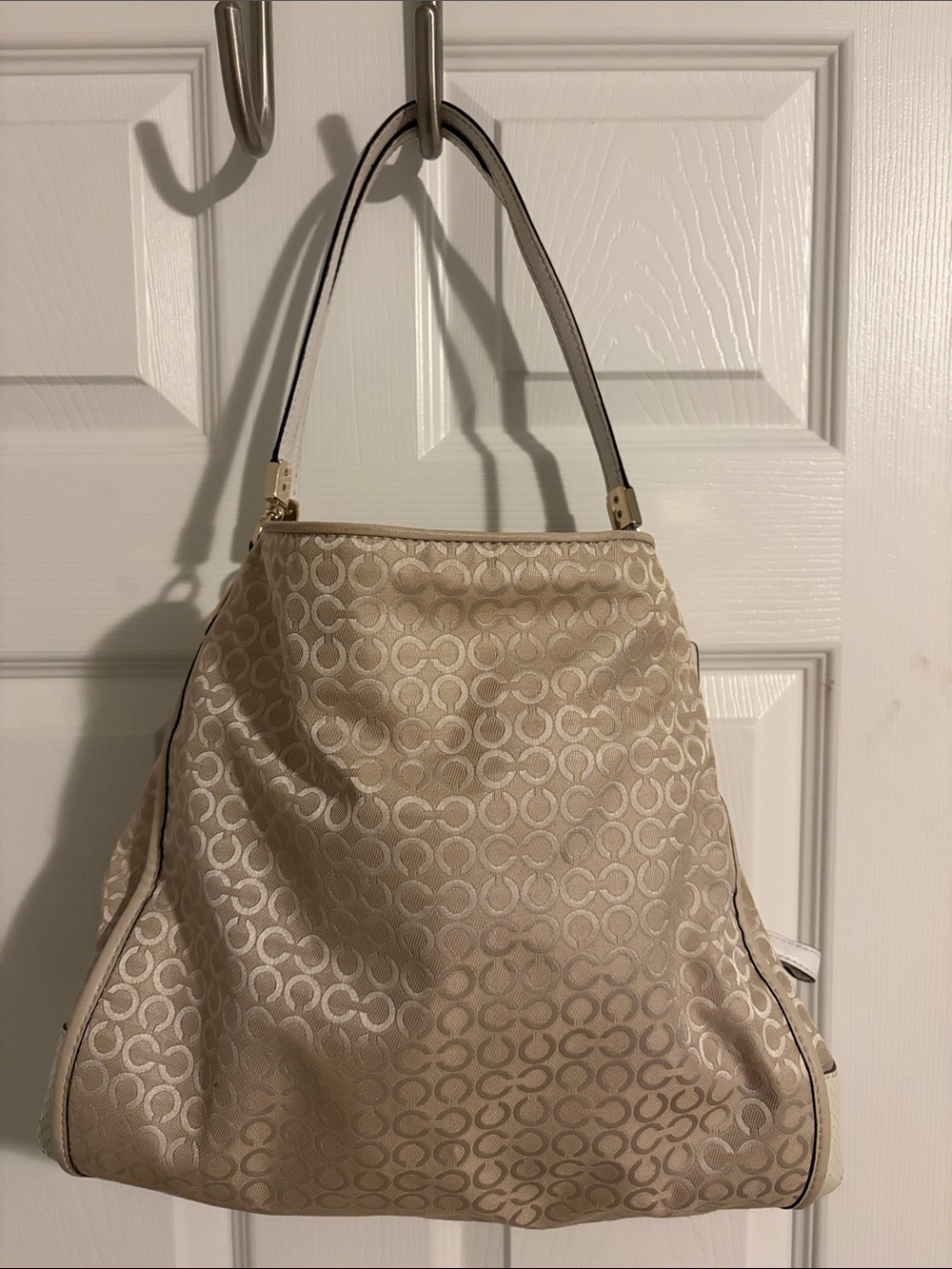 Coach Beige Patterned Women's Shoulder Bag